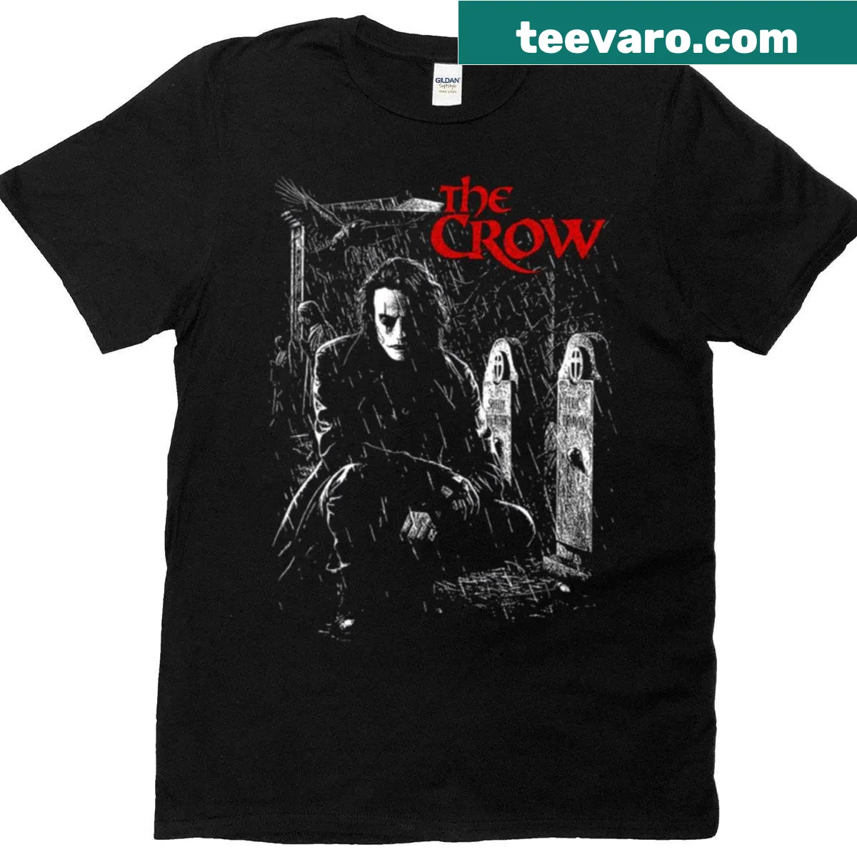 Vintage-style t-shirt featuring 'The Gothic Year' and horror movie themes. — on a men's t-shirt