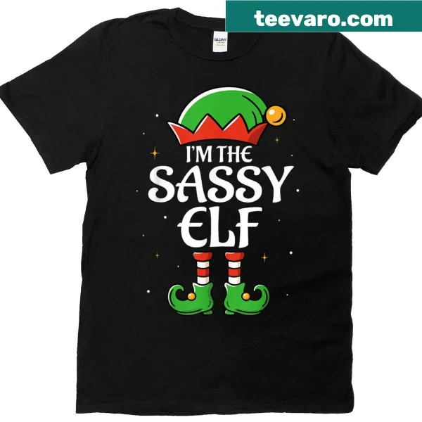 Sassy elf design on matching family Christmas t-shirts