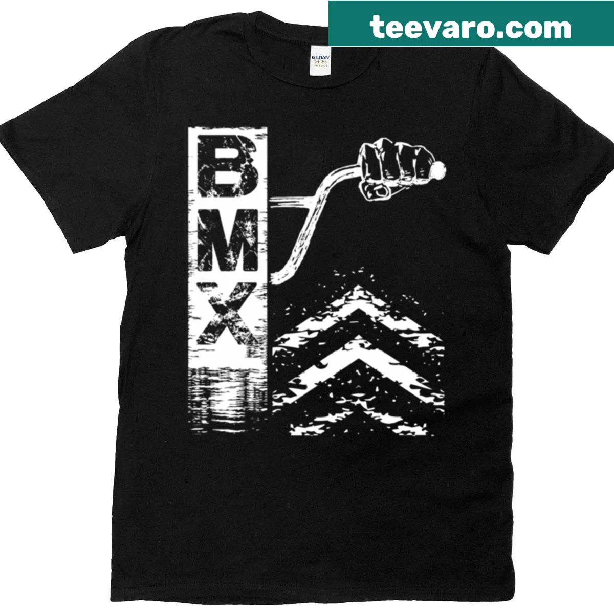 Illustration of a BMX rider performing tricks on a thrilling ride — on a men's t-shirt
