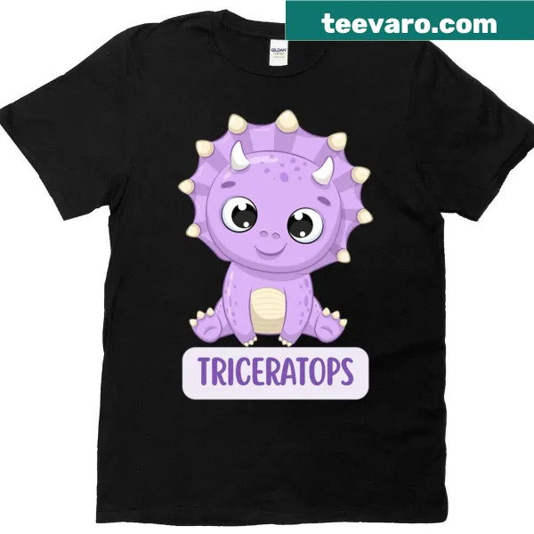 Playful cartoon t-shirt featuring a triceratops graphic