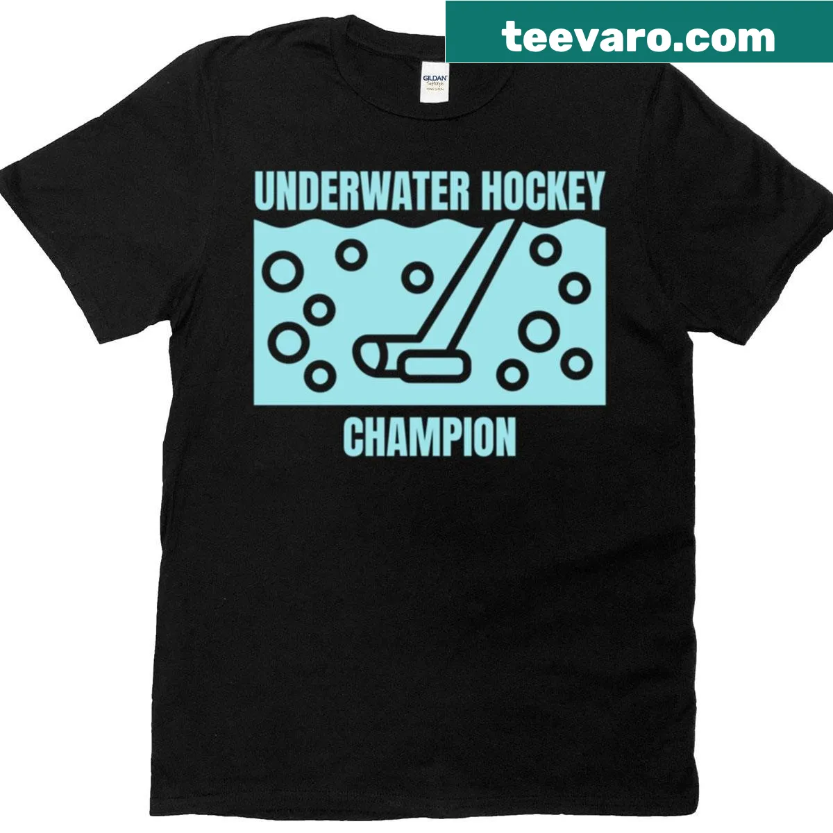 Underwater hockey player graphic on premium T-shirt — on a men's t-shirt