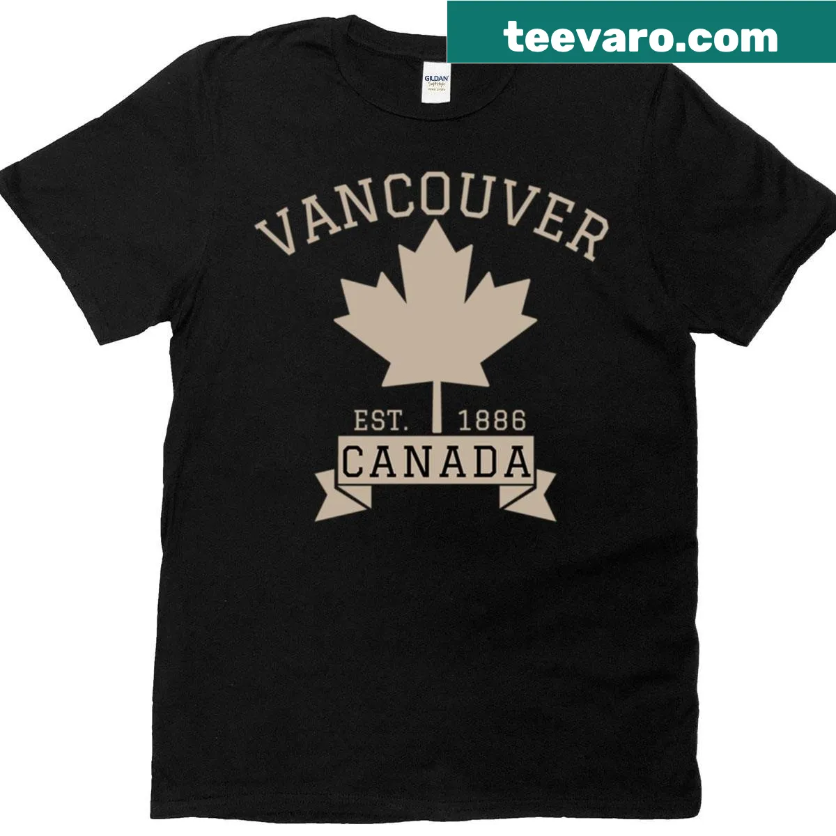 Vintage-style Vancouver Canada T-shirt with a maple leaf graphic — on a men's t-shirt