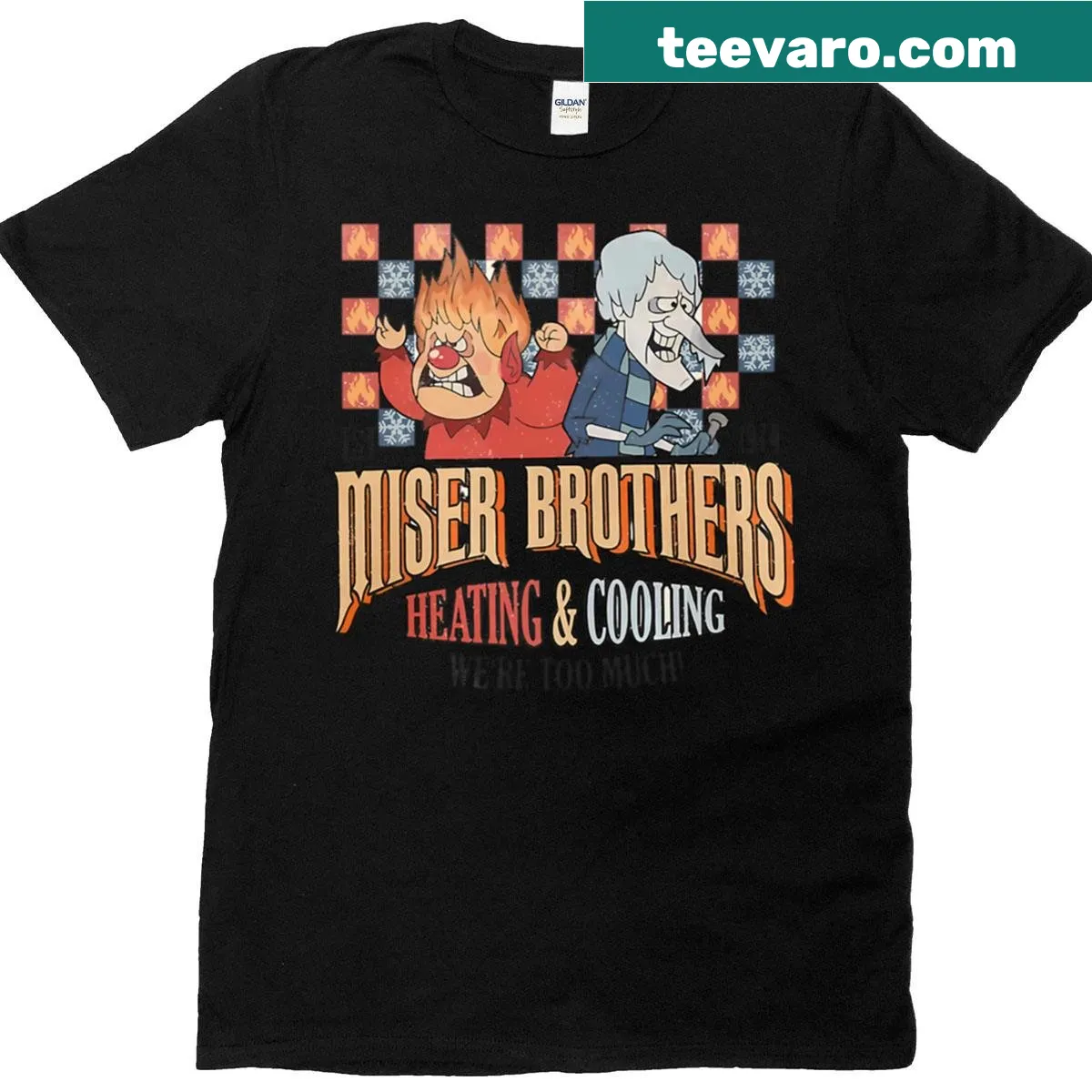 Vintage T-shirt featuring a humorous HVAC graphic design — on a men's t-shirt