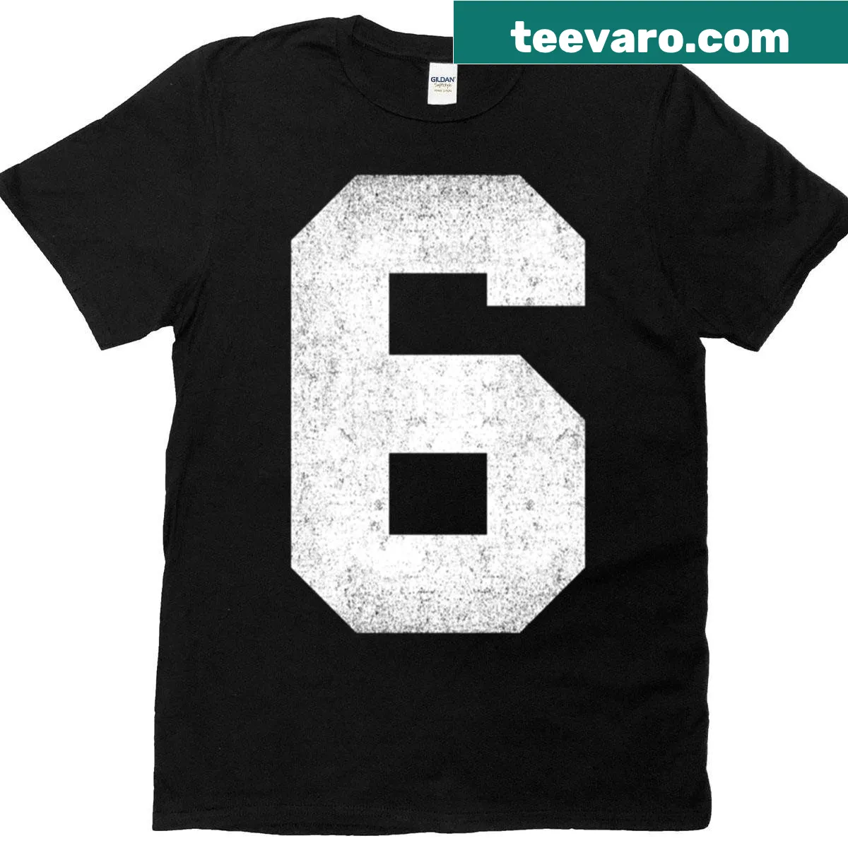 Vintage sports t-shirt featuring the number 6 — on a men's t-shirt