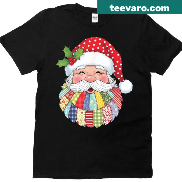 Vintage patchwork design featuring Santa Claus face