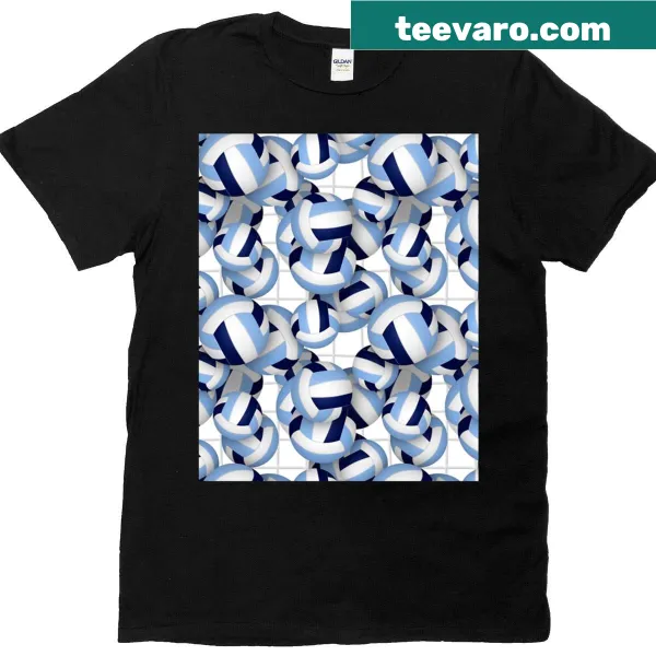 Graphic t-shirt with volleyballs and volleyball net pattern