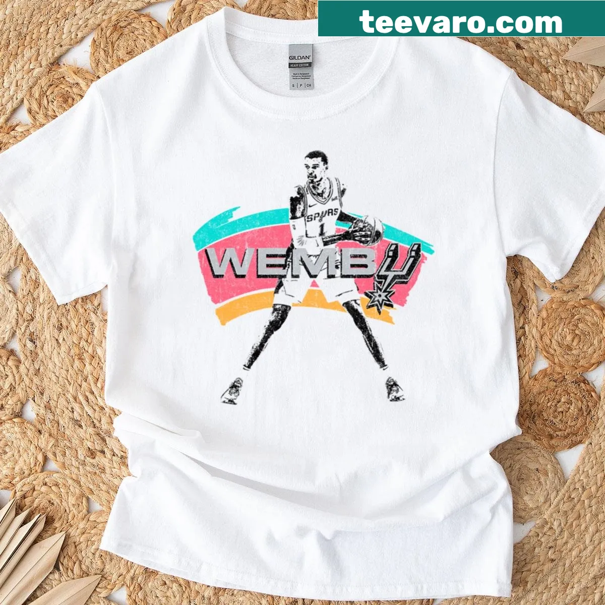 Minimalist T-shirt featuring Victor Wembanyama's name — on a men's t-shirt