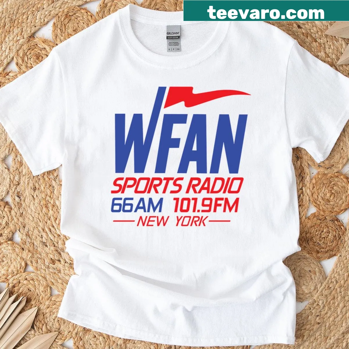 Wfan Sports Radio New York logo graphic on a t-shirt — on a men's t-shirt