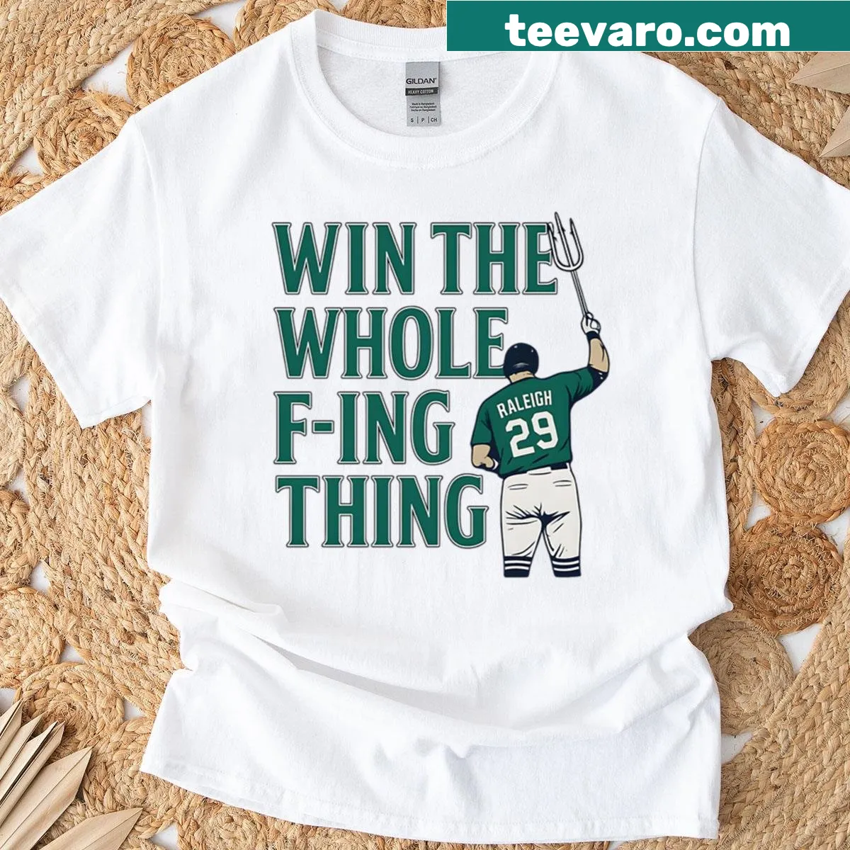 Graphic t-shirt supporting Raleigh 29 Mariners baseball team — on a men's t-shirt