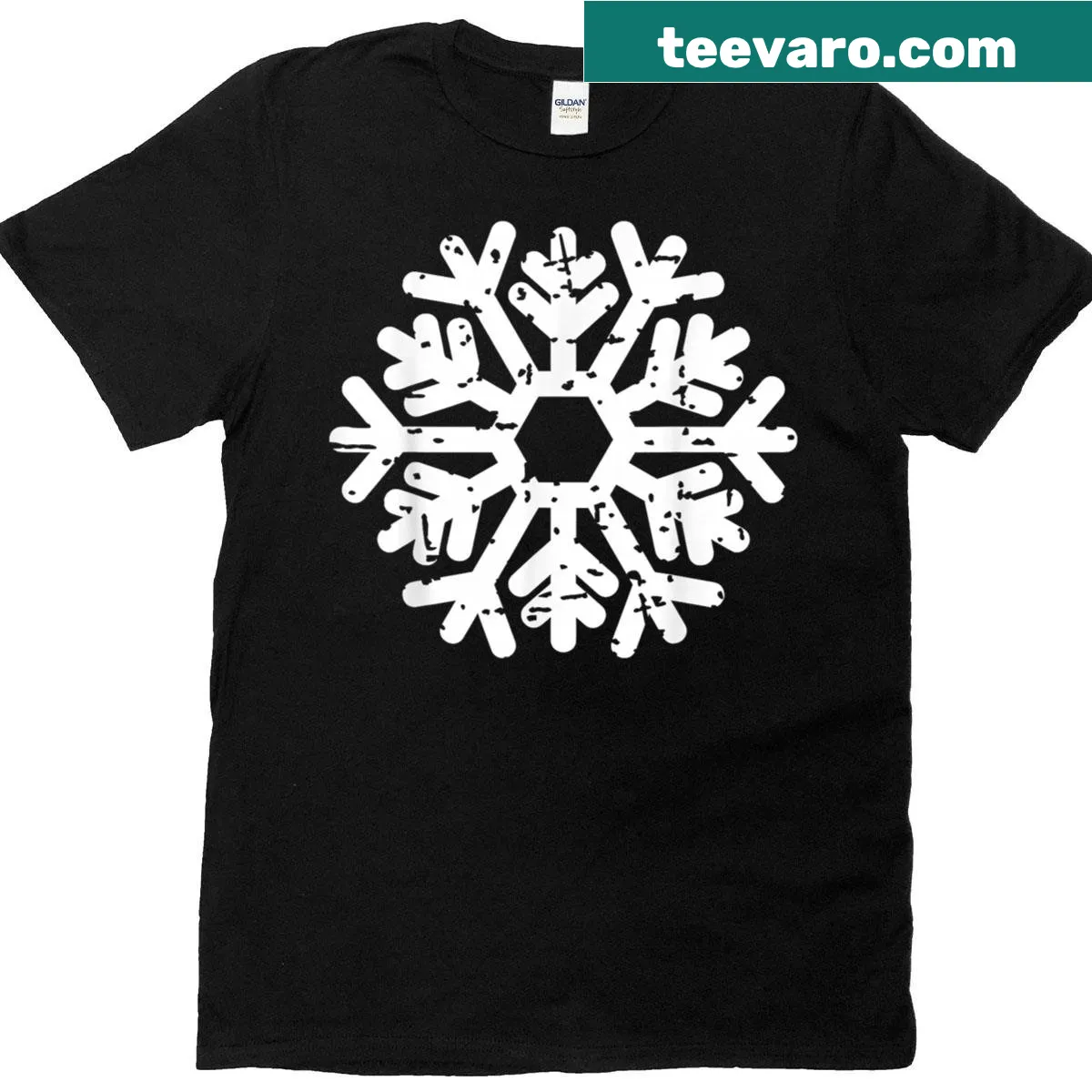 T-shirt featuring a snowflake pattern for winter festivities — on a men's t-shirt