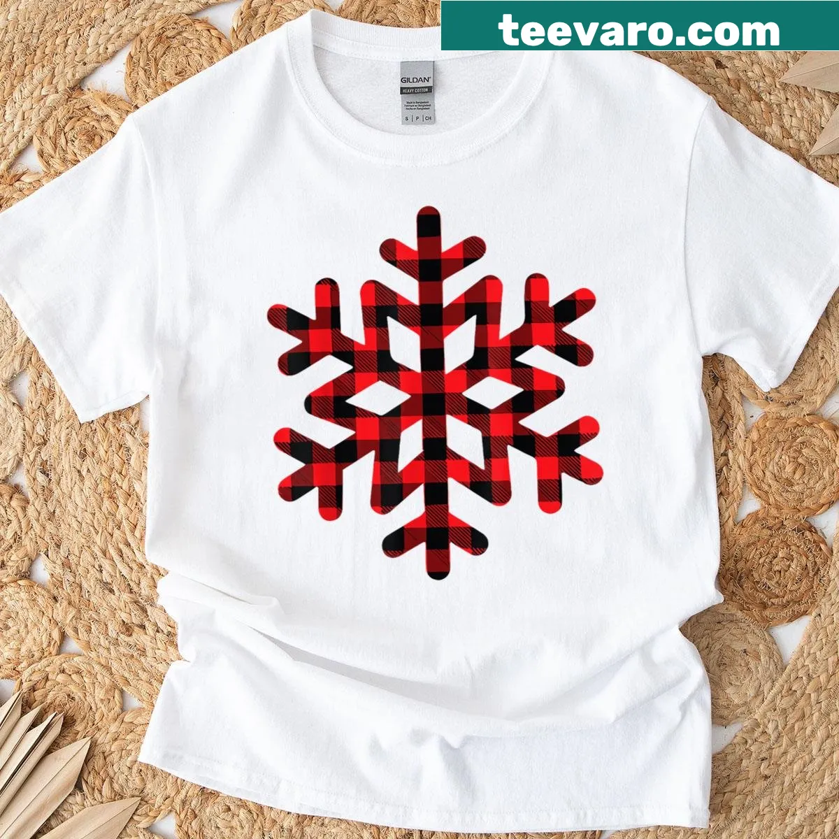 Snowflake design for winter Christmas matching outfits — on a men's t-shirt