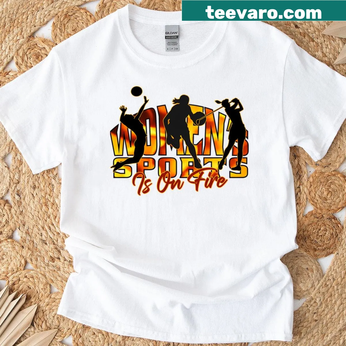 Women's sports T-shirt with simple graphic — on a men's t-shirt