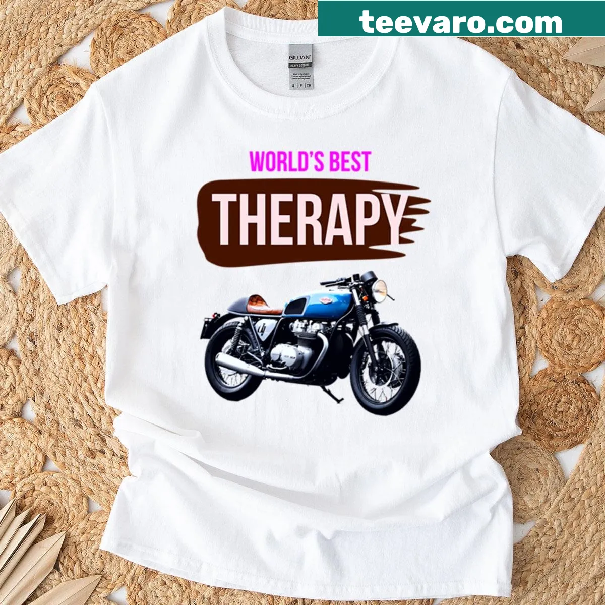 T-shirt with the phrase World's Best Therapy in stylish typography — on a men's t-shirt