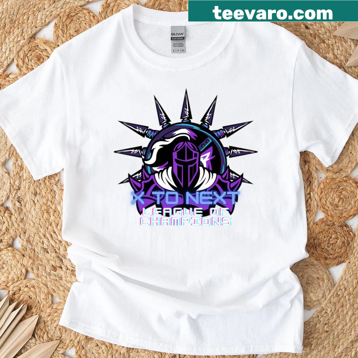 Fantasy football themed t-shirt with League of Champions graphic — on a men's t-shirt