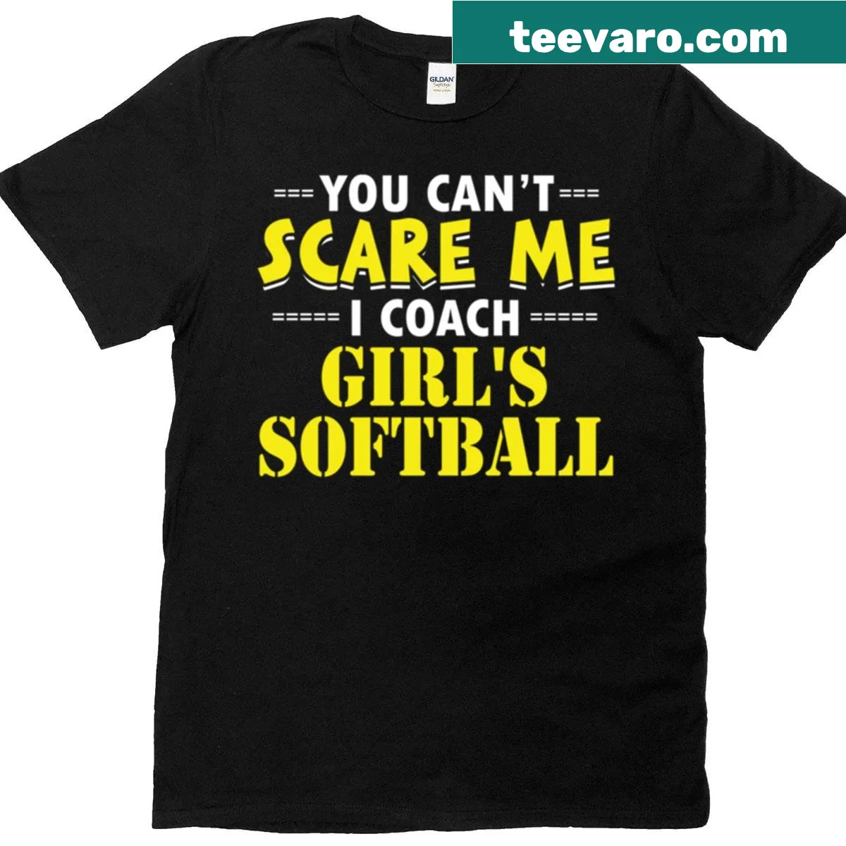 Bold coaching t-shirt with You Can't Scare Me slogan — on a men's t-shirt
