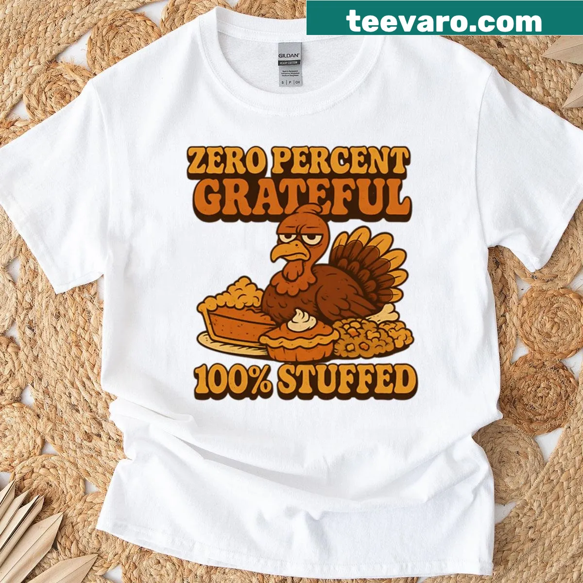 Funny Thanksgiving shirt with a turkey graphic and humorous text — on a men's t-shirt