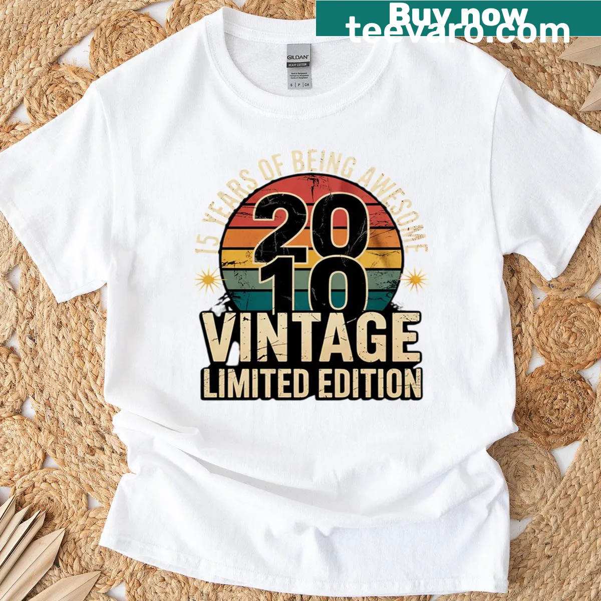 T-shirt celebrating a son's 15th birthday with fun graphics — on a men's t-shirt