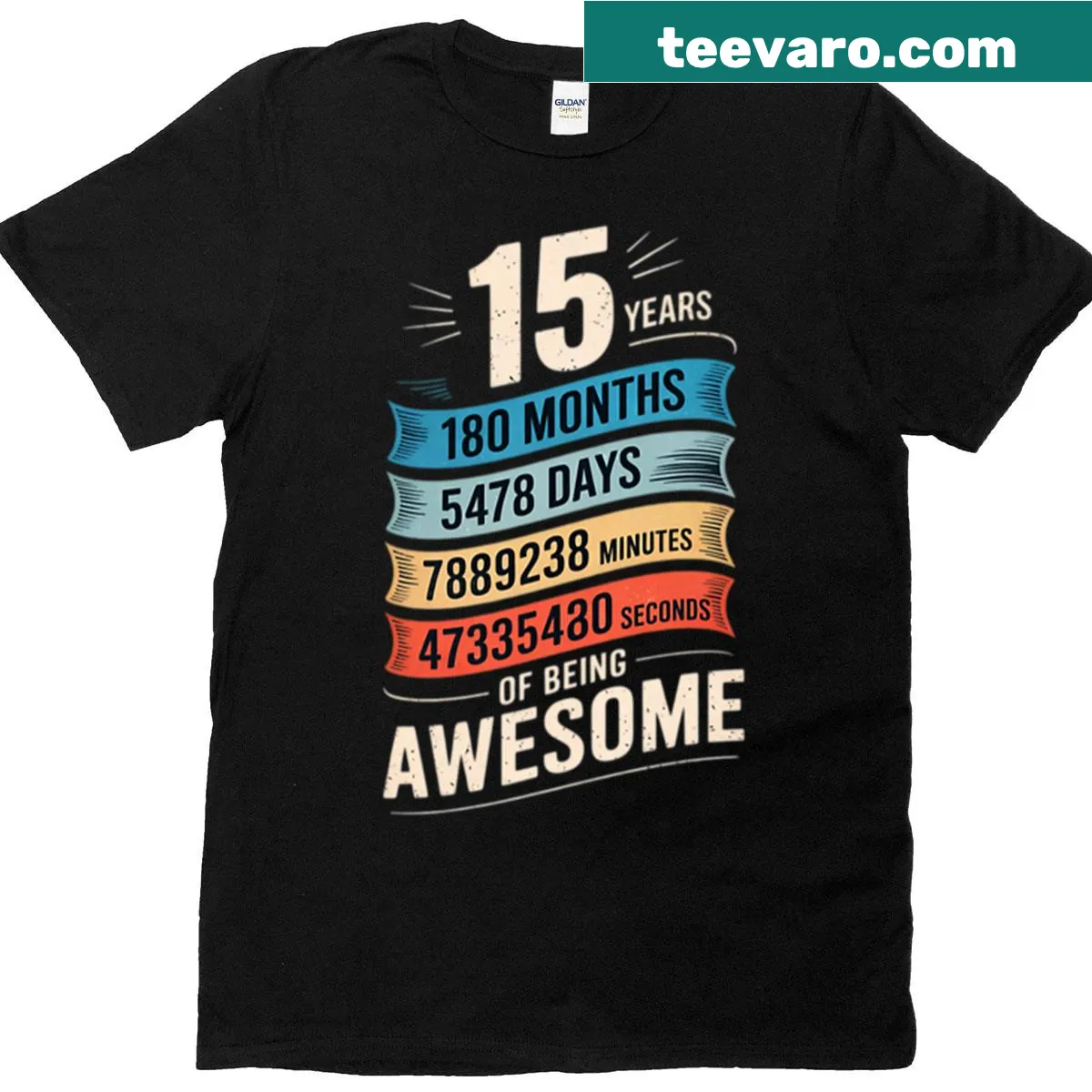 Celebratory T-shirt for a 15th birthday with playful graphics. — on a men's t-shirt