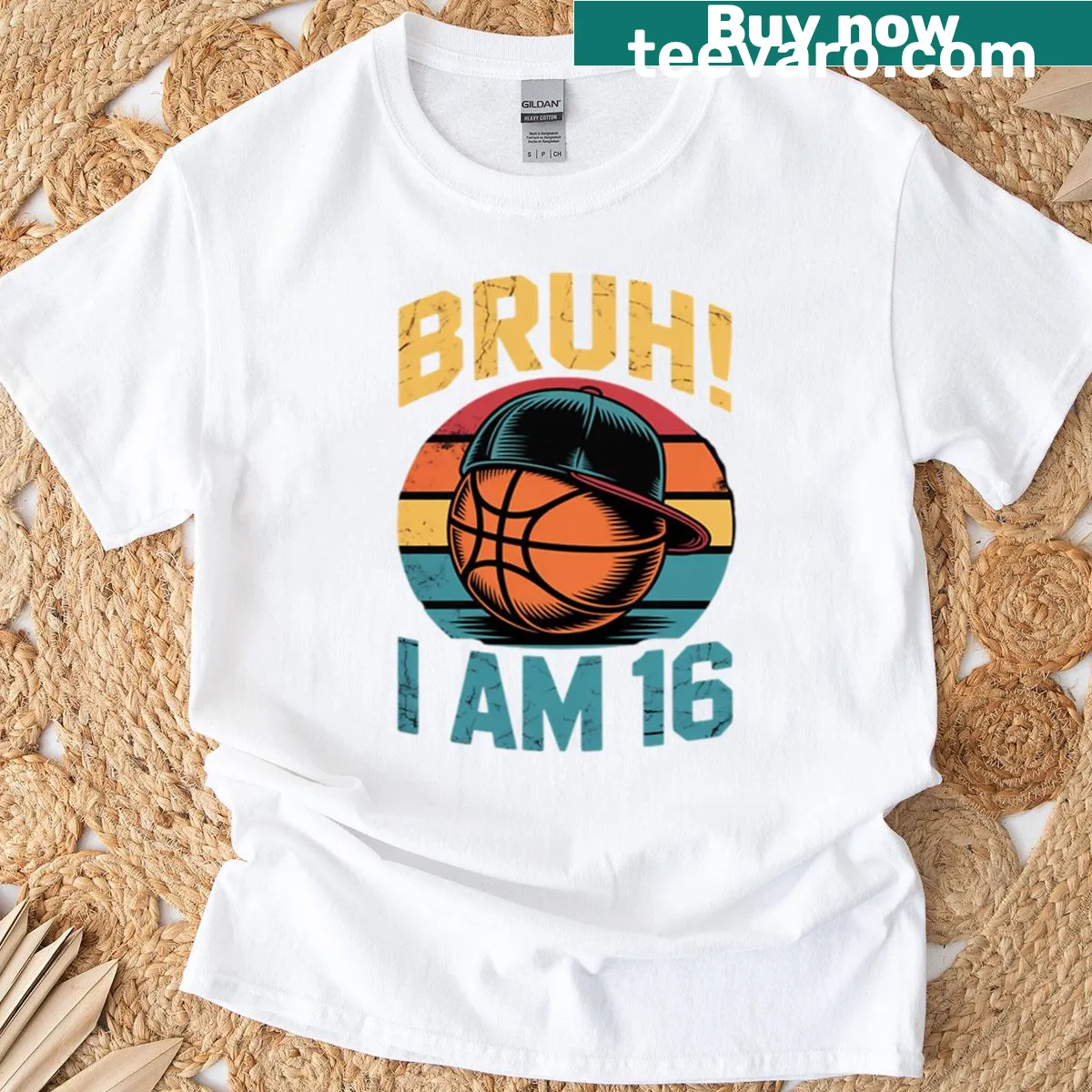 Basketball themed birthday T-shirt for 16 year olds — on a men's t-shirt