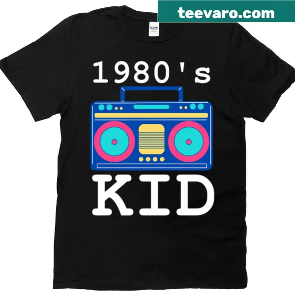 Retro 1980s boombox t-shirt celebrating vintage music culture