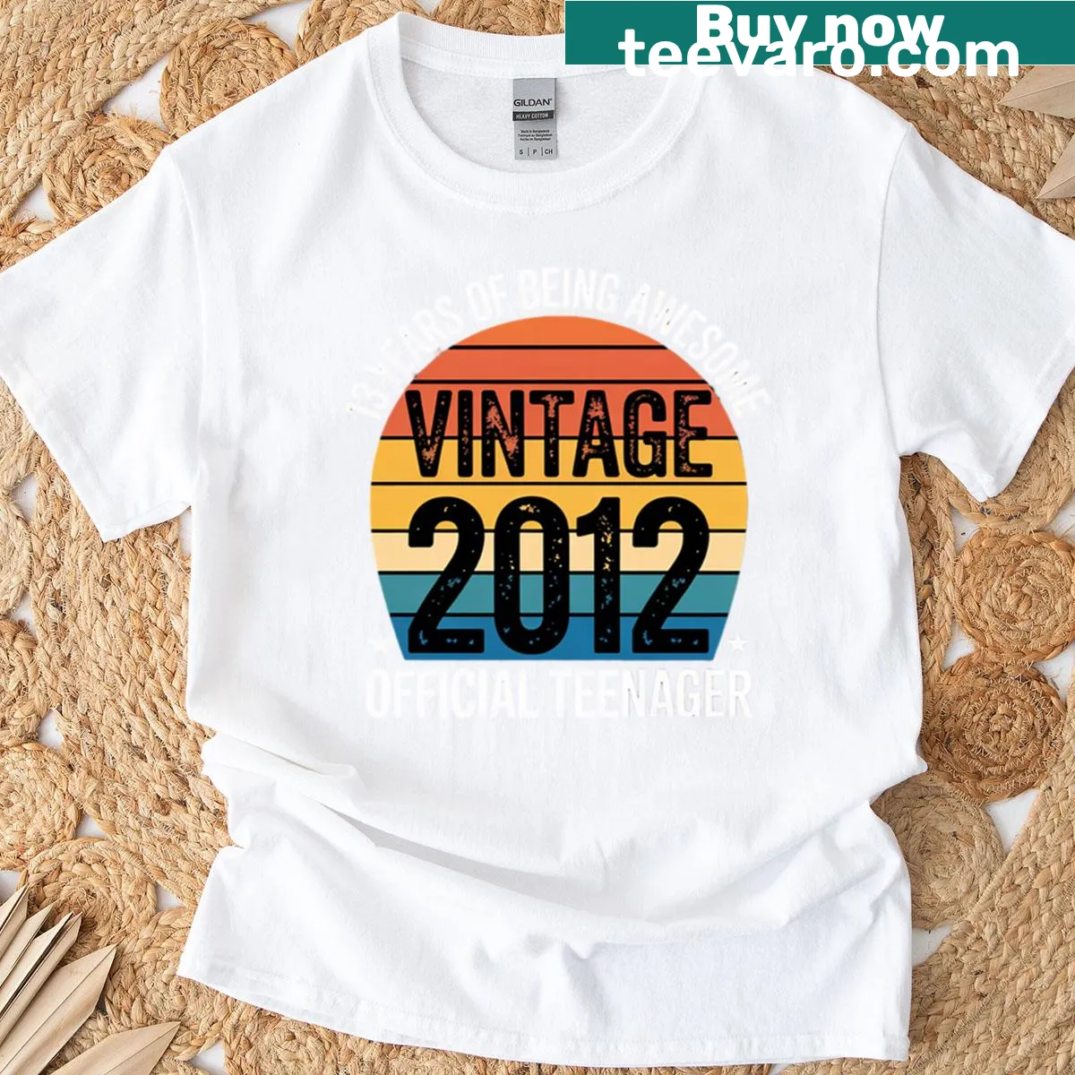 Bold typography celebrating a 13th birthday for teens — on a men's t-shirt