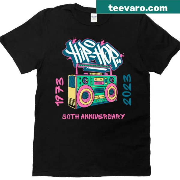 50th anniversary hip-hop music design on an oversized T-shirt