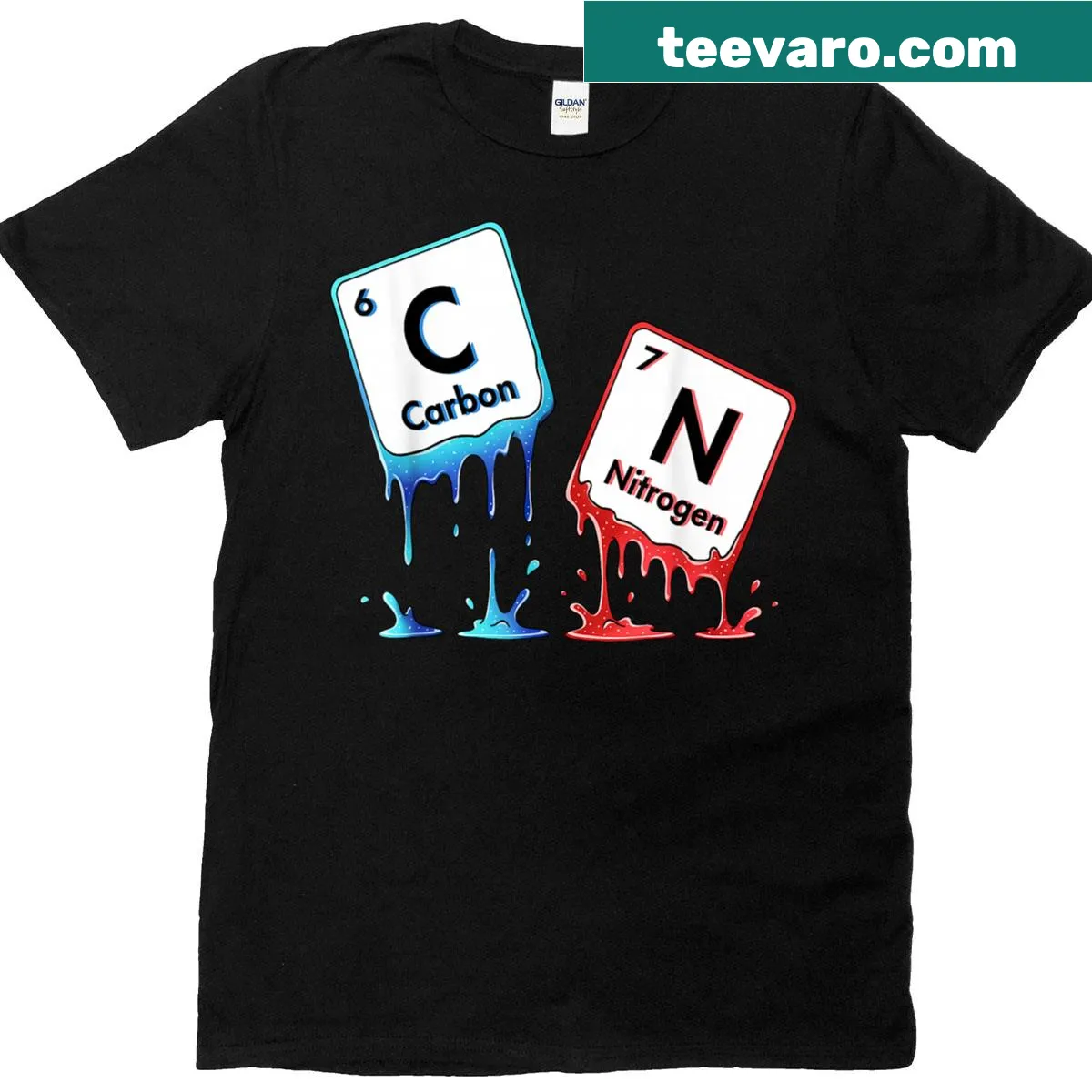 Funny periodic table '6' and '7' design T-shirt — on a men's t-shirt