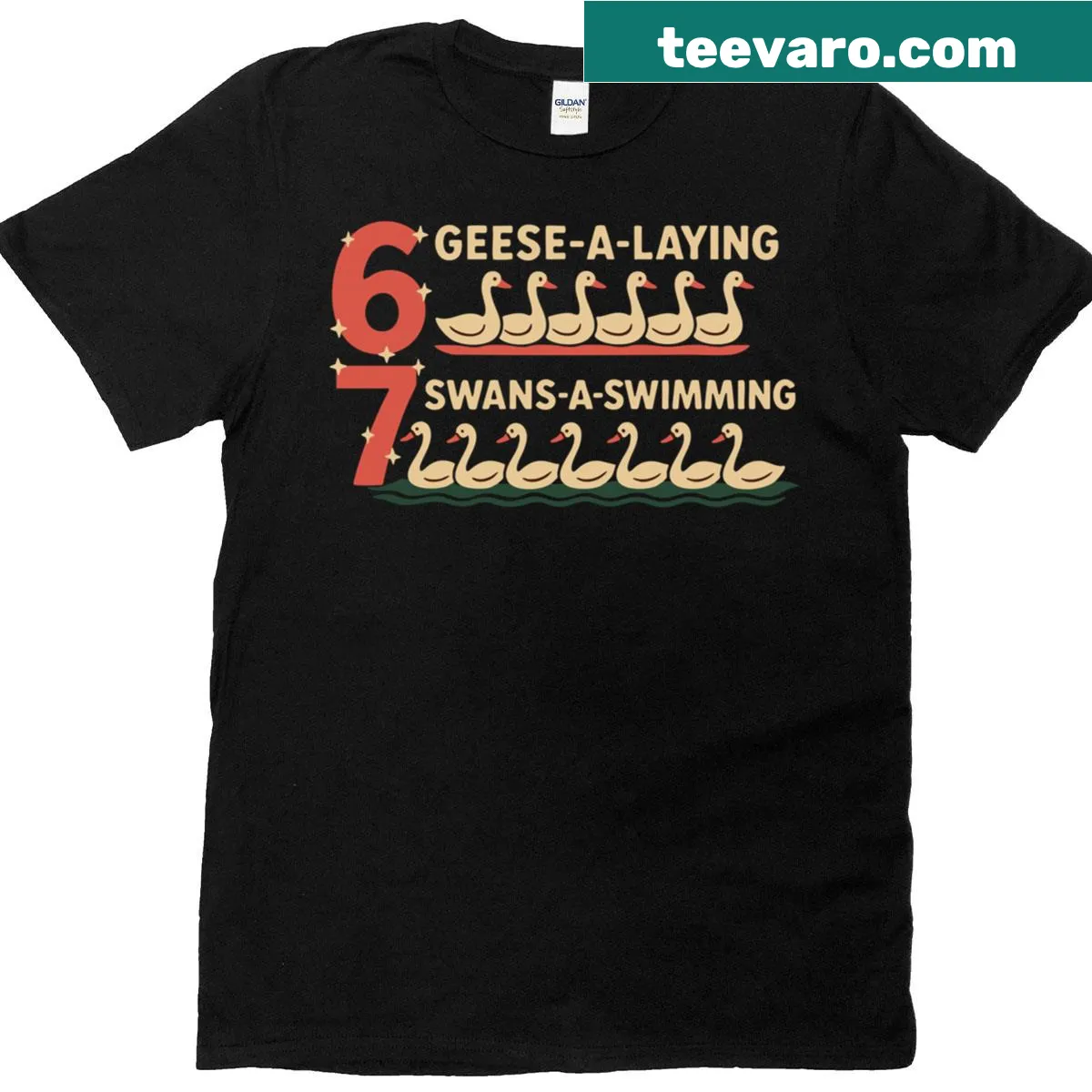 Funny Christmas tee featuring a meme-inspired goose design — on a men's t-shirt