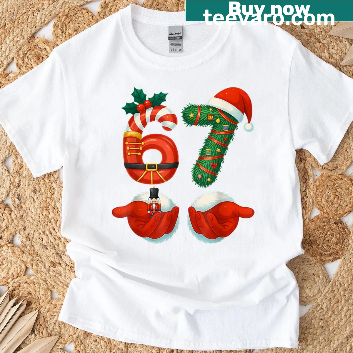 Funny Nutcracker shirt featuring 67 Christmas meme design for women and kids — on a men's t-shirt