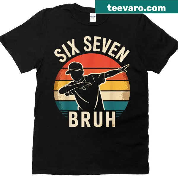 Illustration of numbers 6 and 7 with dabbing pose and bruh phrase