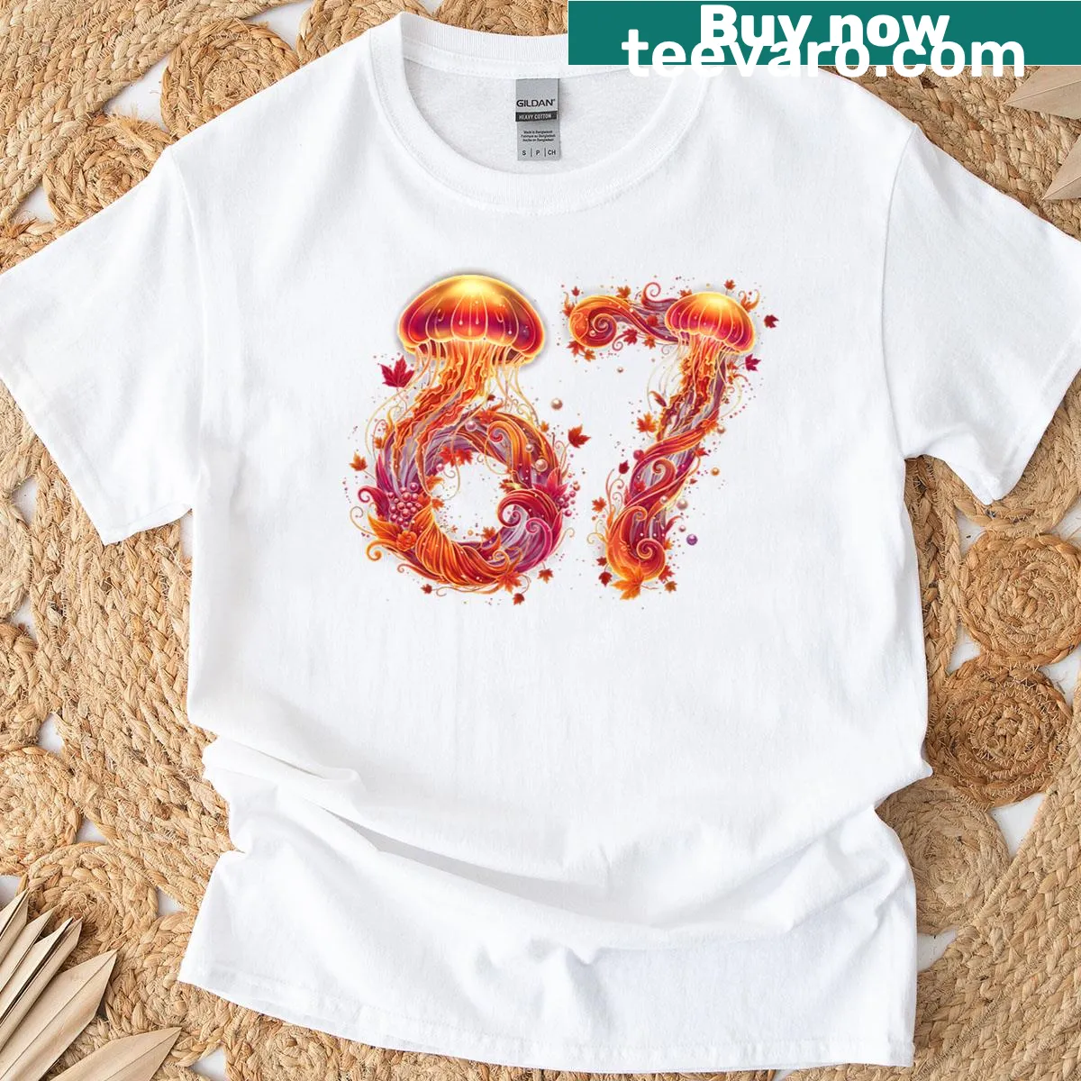 Playful jellyfish design with meme elements on a T-shirt — on a men's t-shirt