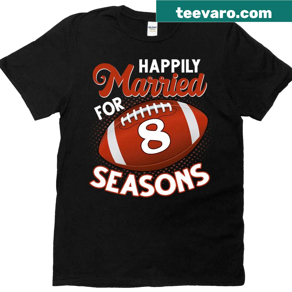 8th anniversary design for football couples — on a men's t-shirt