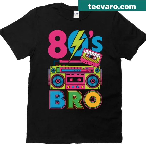 1980s themed music party t-shirt with playful design