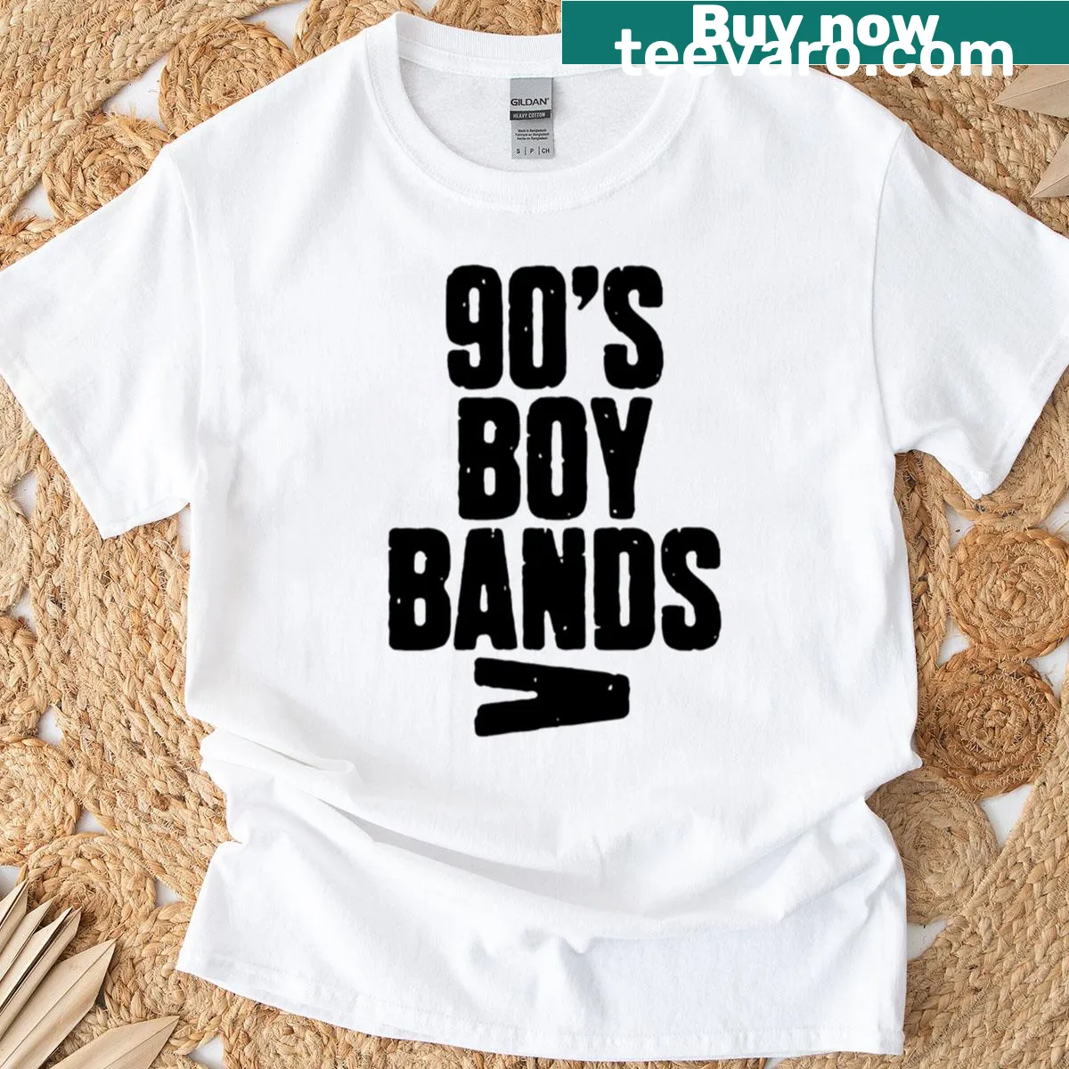 Nostalgic T-shirt honoring 90s boy bands — on a men's t-shirt
