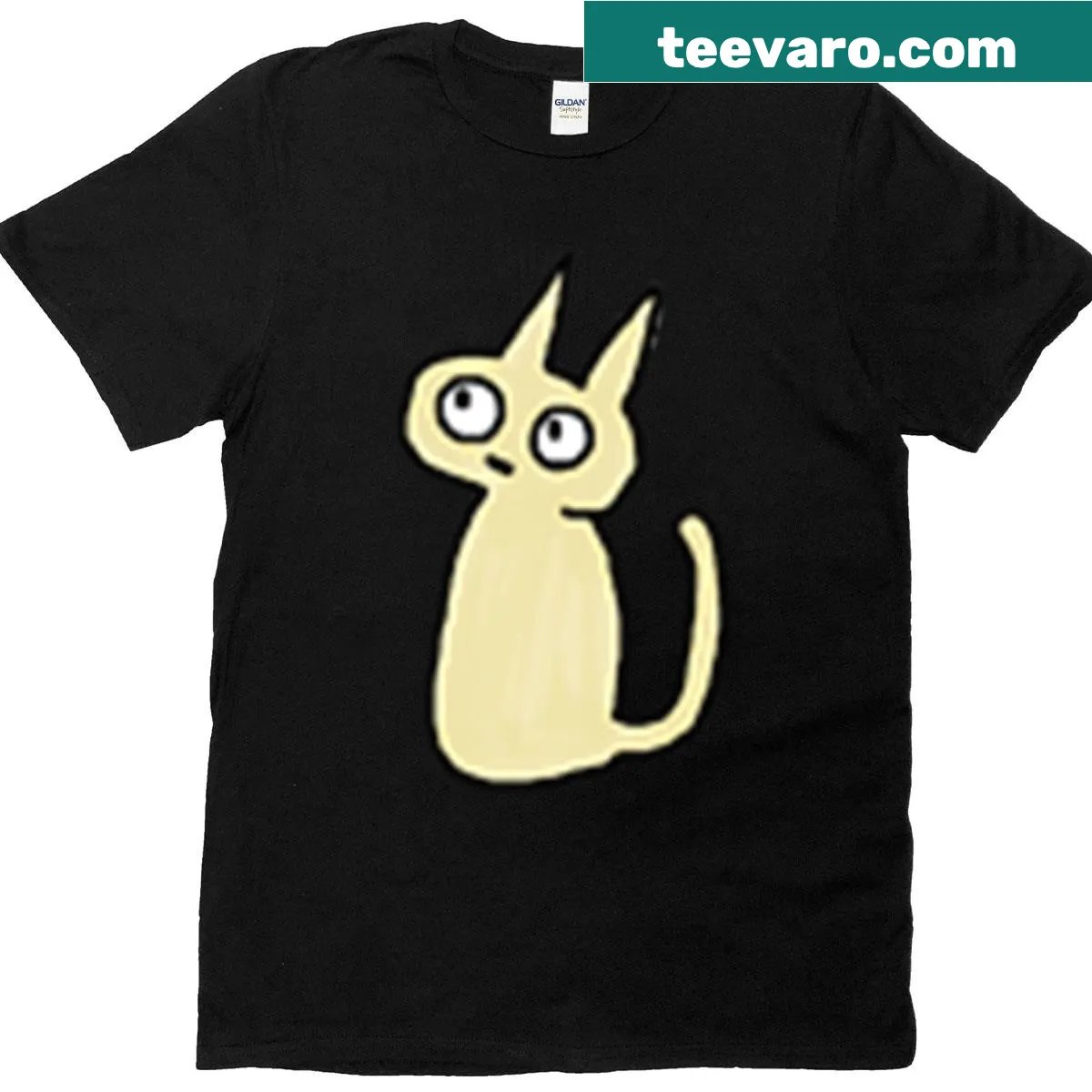 Illustration of a solitary cat on a T-shirt, evoking feelings of warmth — on a men's t-shirt