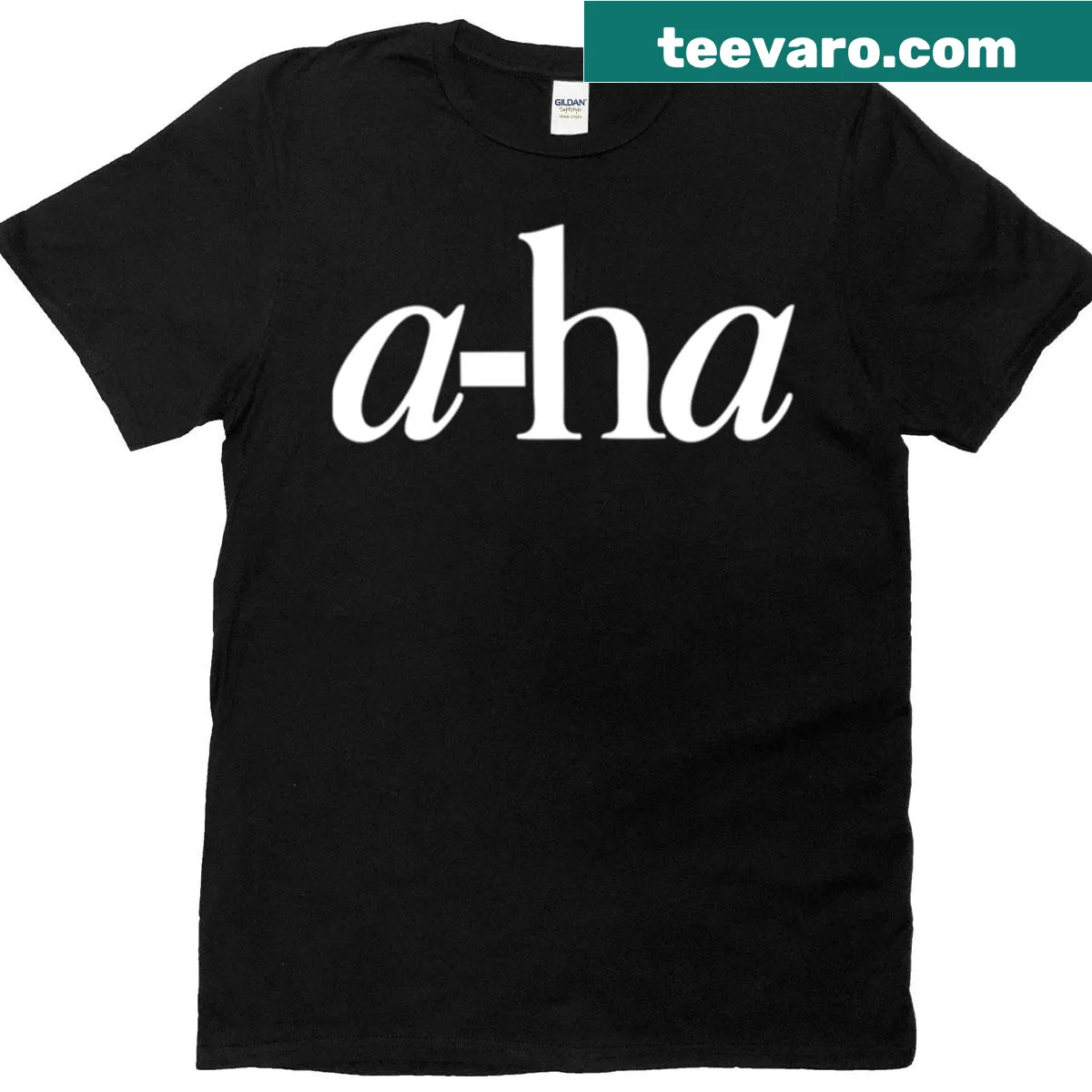 T-shirt featuring a bold emblem representing A-ha band — on a men's t-shirt
