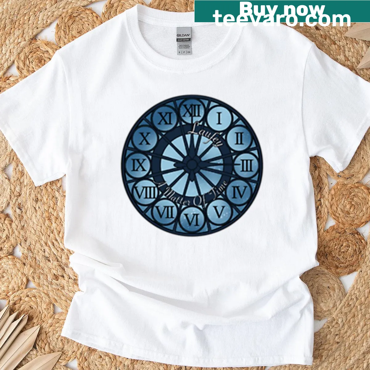 Minimalist clock design t-shirt symbolizing time — on a men's t-shirt