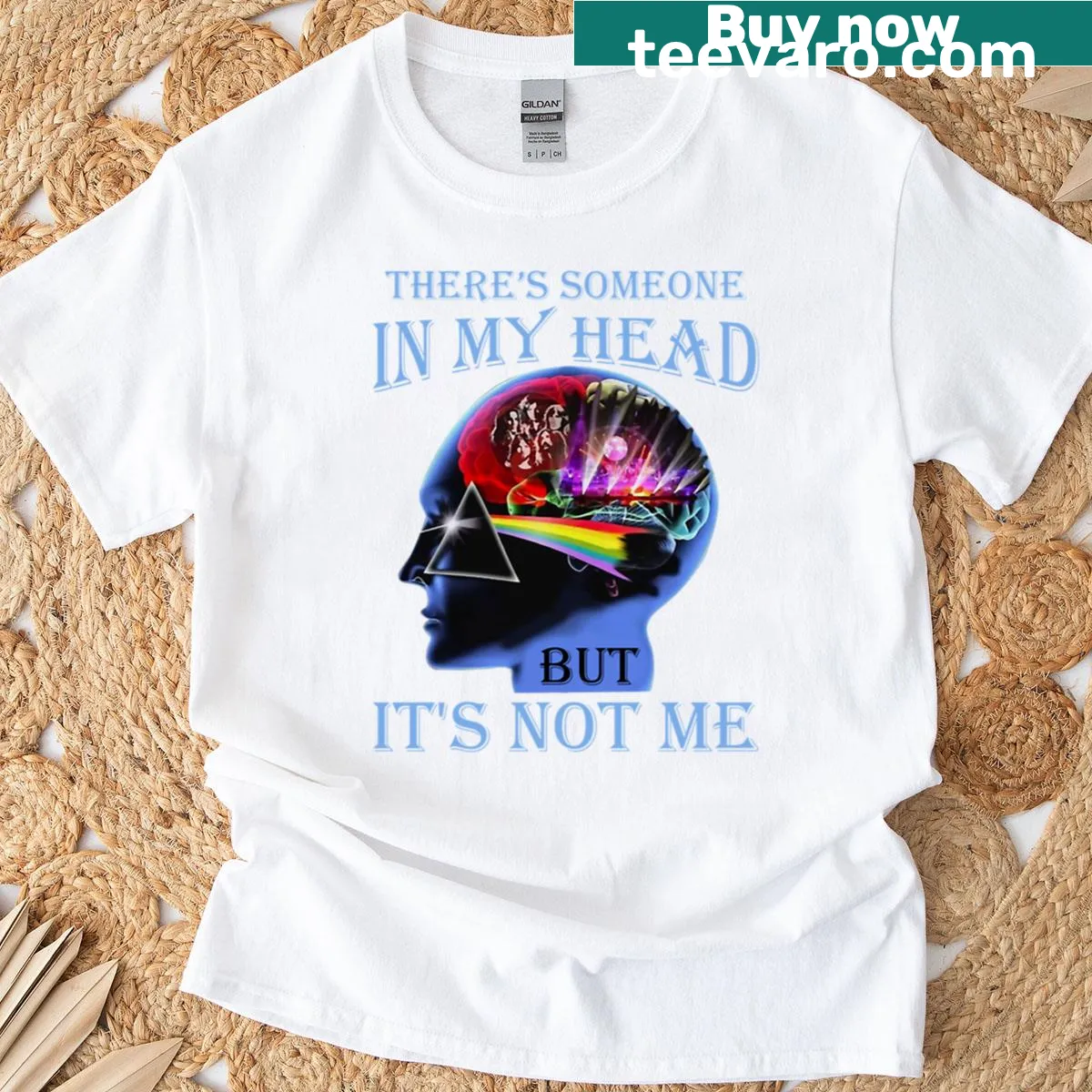 T-shirt featuring iconic Pink Floyd graphic art — on a men's t-shirt
