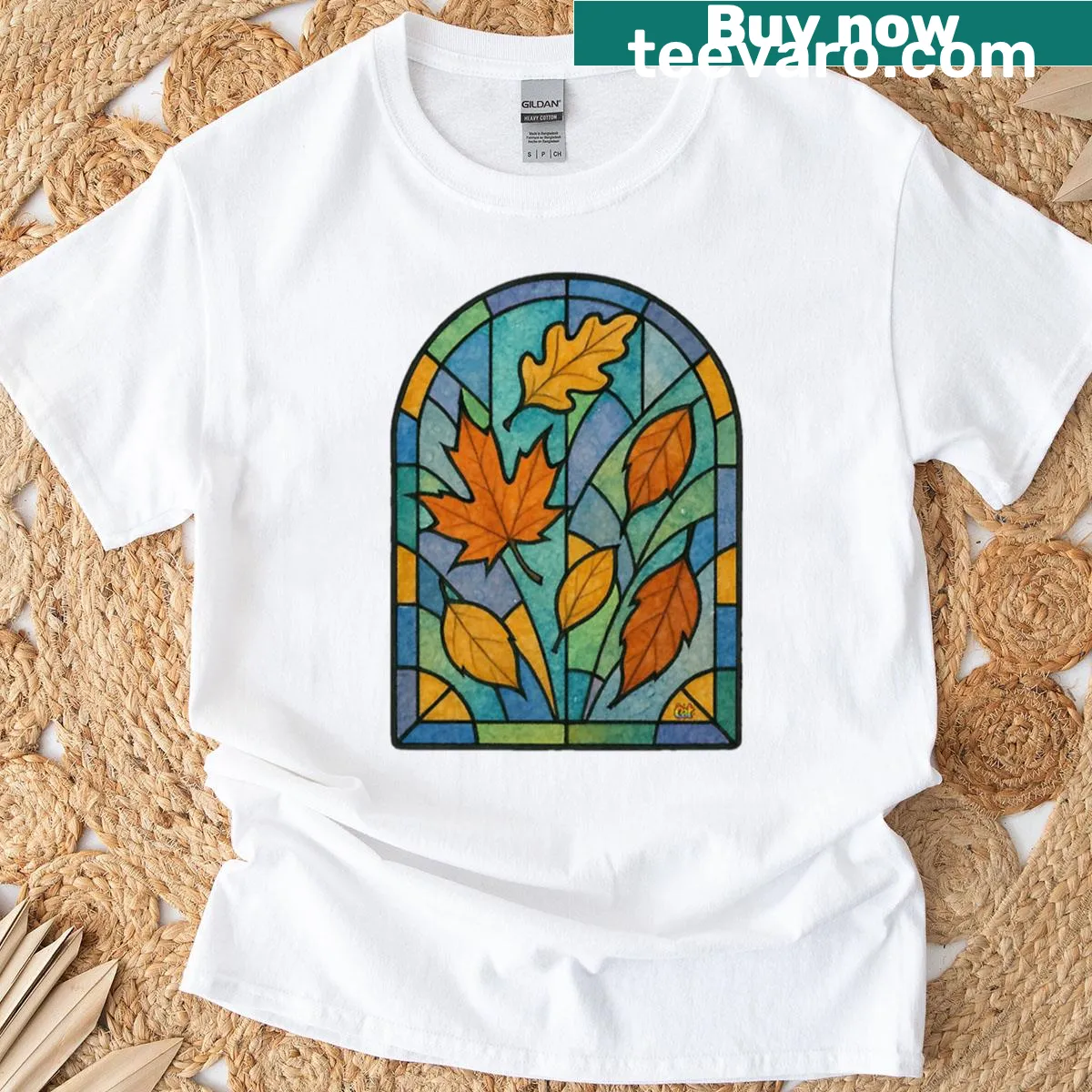 Illustration of an autumnal scene on a T-shirt — on a men's t-shirt