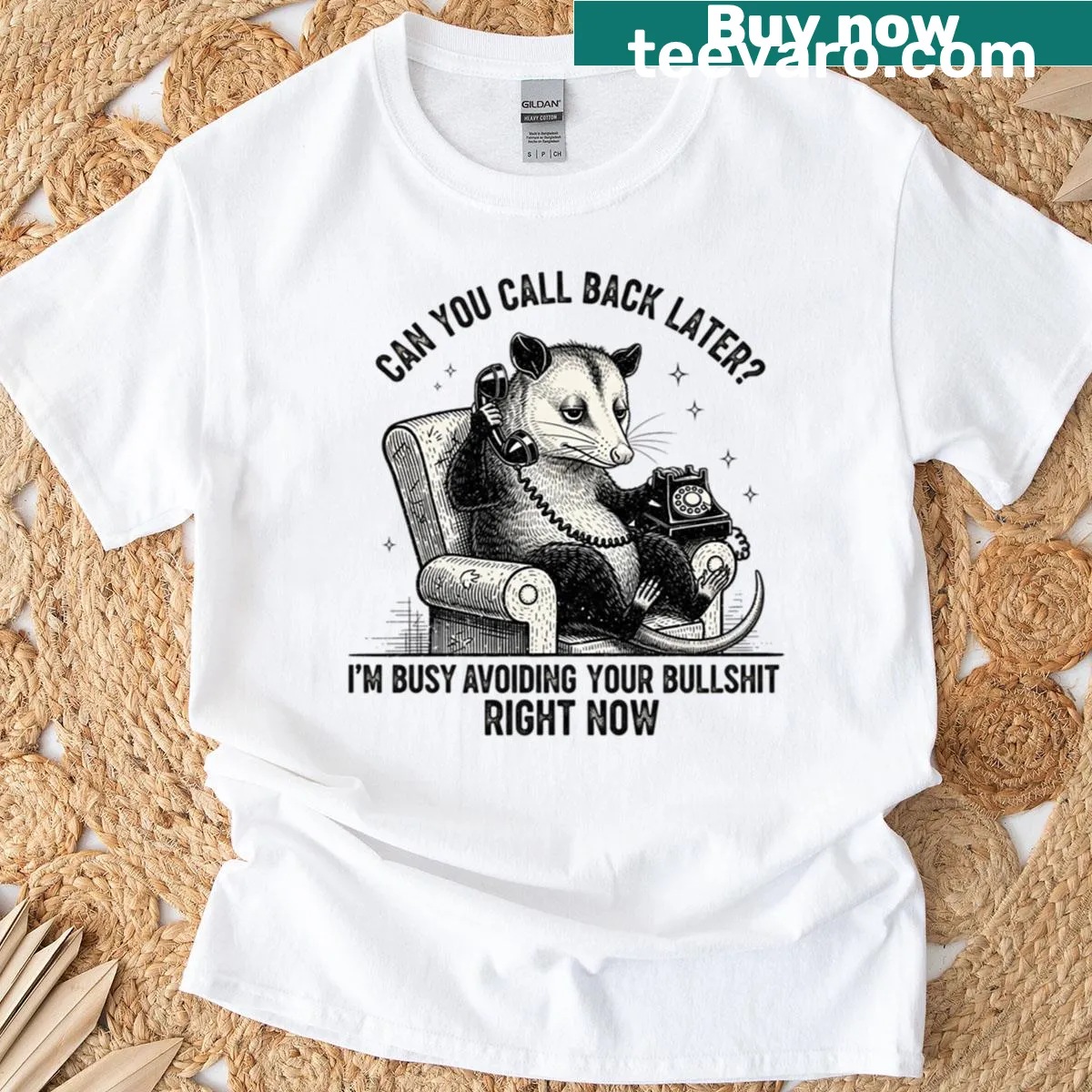 T-shirt with bold text 'Avoiding Your Bullshit' — on a men's t-shirt