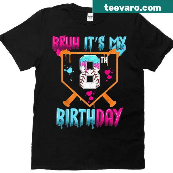 Cartoon-style birthday t-shirt with baseball and ice cream graphic