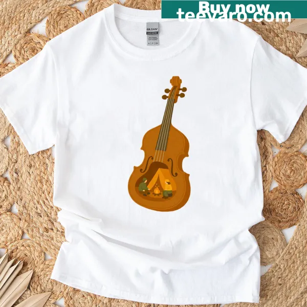 Illustrative campfire and music scene T-shirt