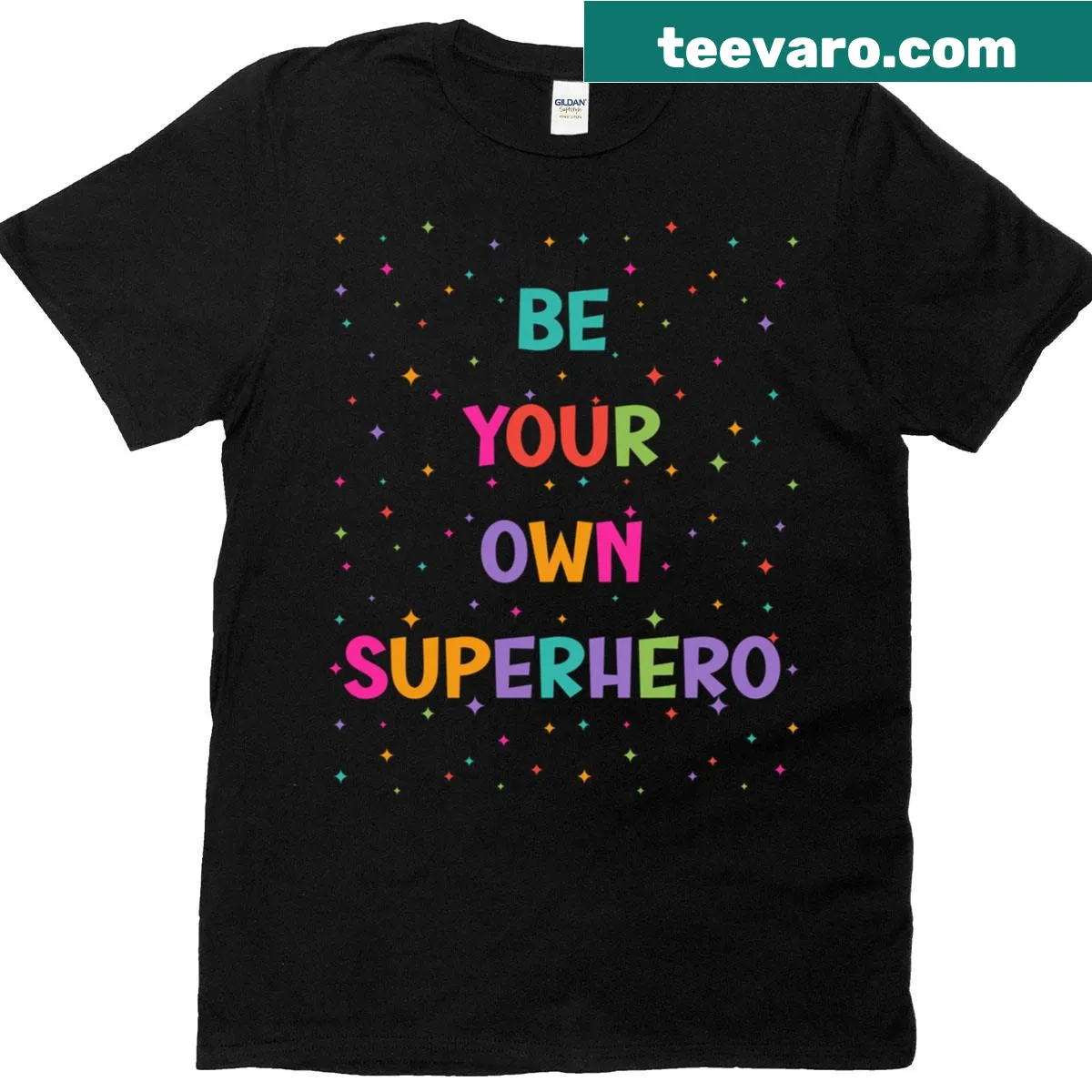 Motivational superhero quote design — on a men's t-shirt