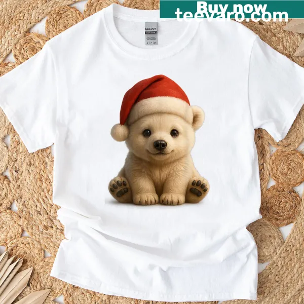 Bear wearing a Santa hat, festive design for Christmas lovers