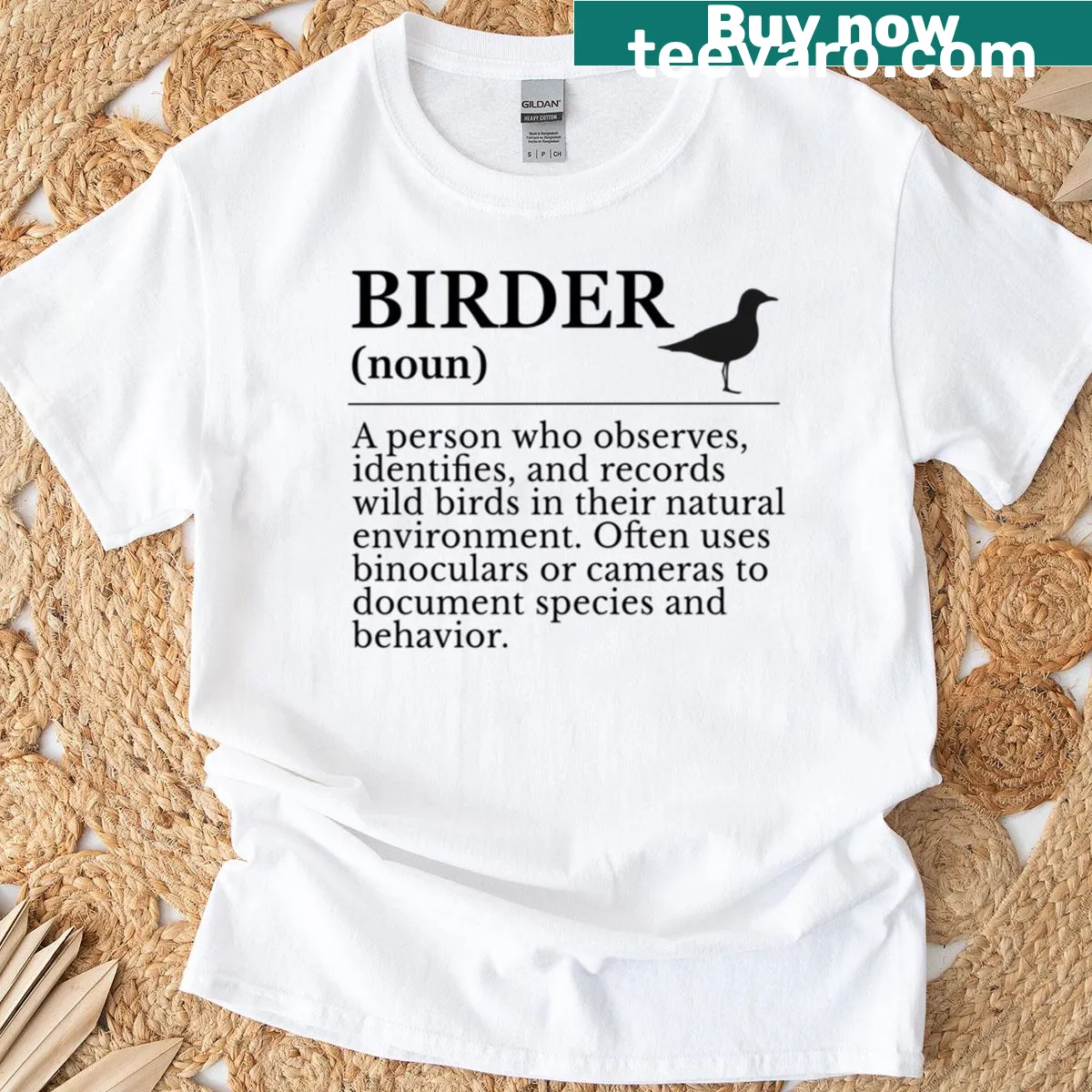 T-shirt with a typography definition of a Birder, celebrating bird watching. — on a men's t-shirt