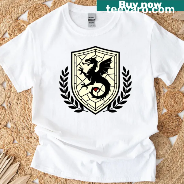 Black dragon crest on ivory shield design
