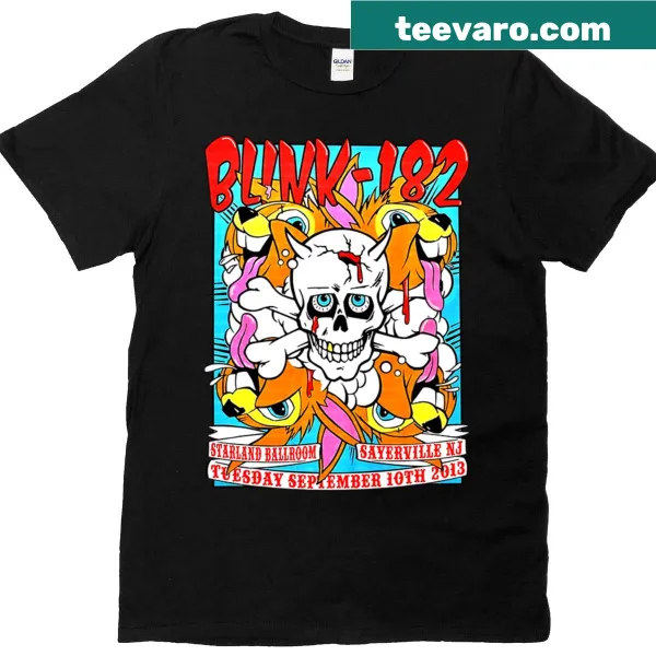 Cartoon design of Blink 182 on T-shirt