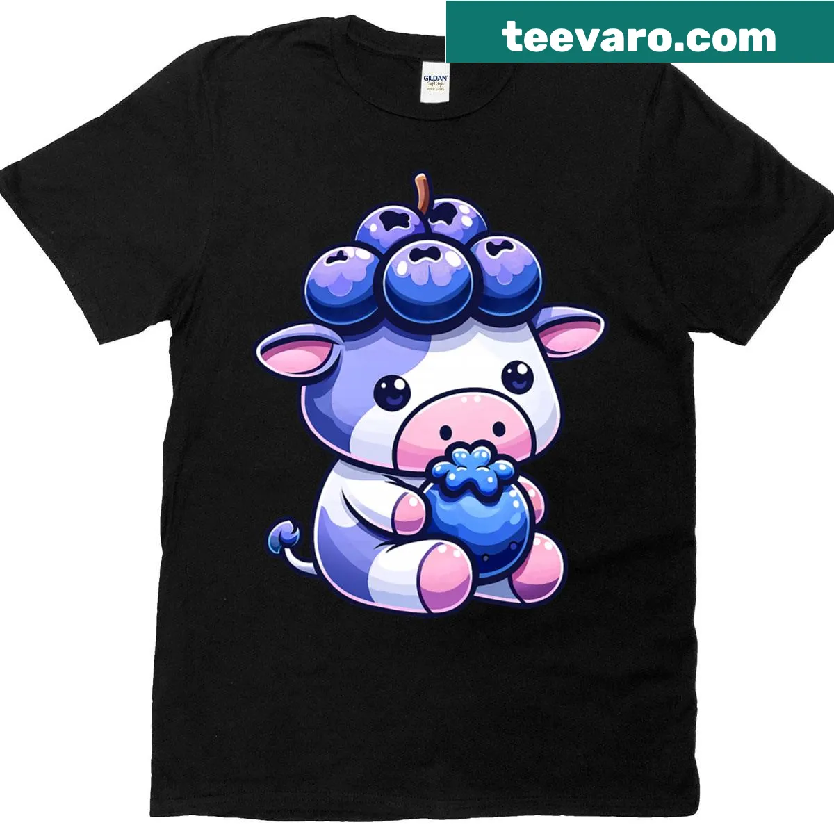 Cute kawaii cow with milkshake on T-shirt — on a men's t-shirt