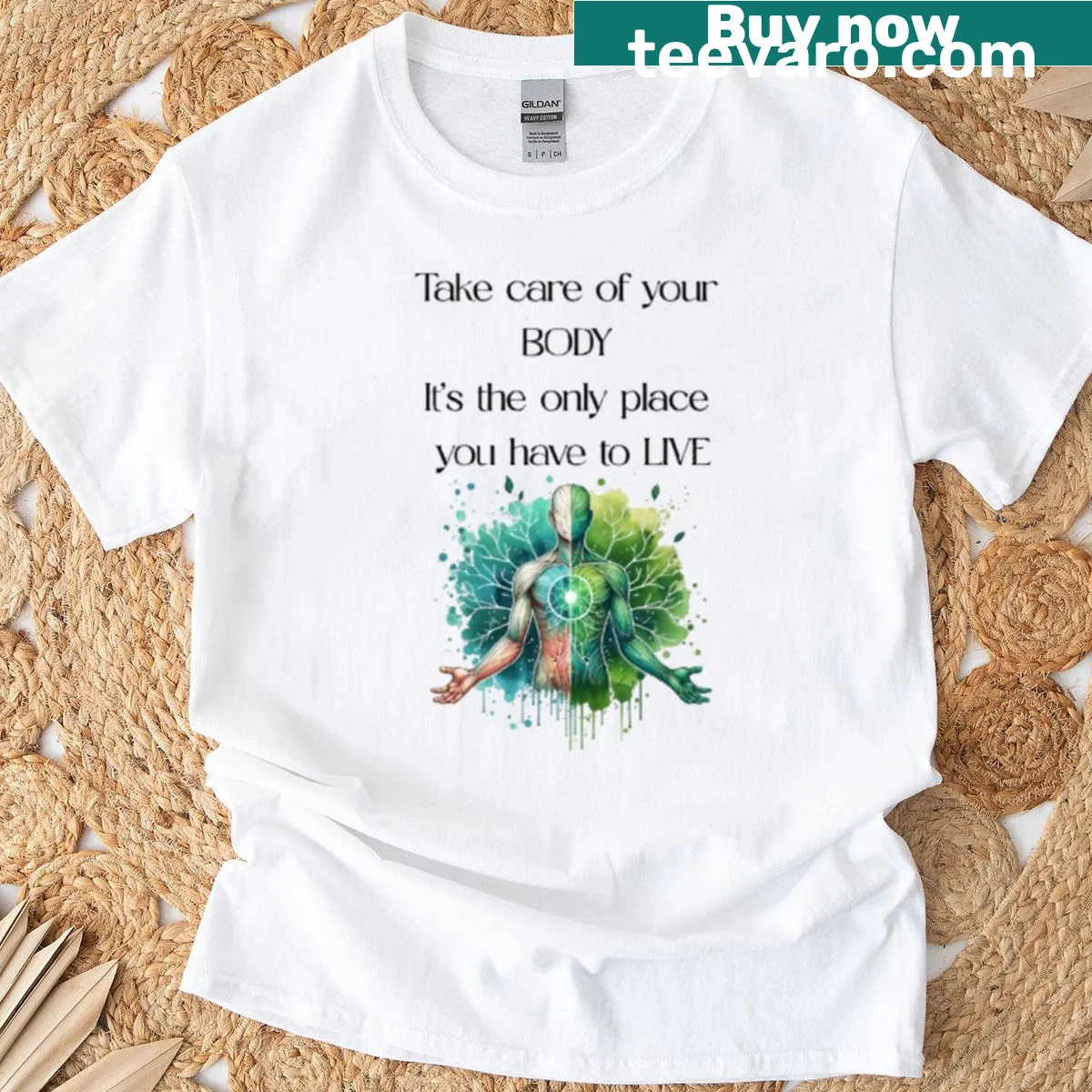 Encouraging health message shirt promoting a healthy lifestyle — on a men's t-shirt