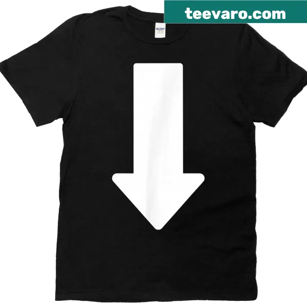 Customizable T-shirt with a bold arrow down design for personal expressions